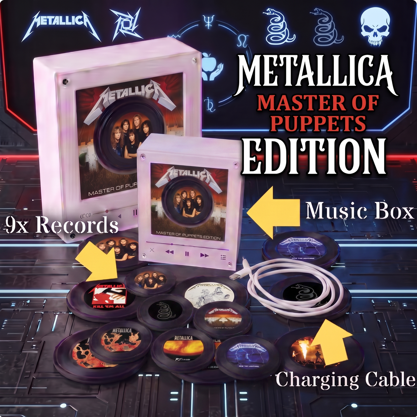 Echofy™ Metallica Inspired Customizable Magnetic Record Player